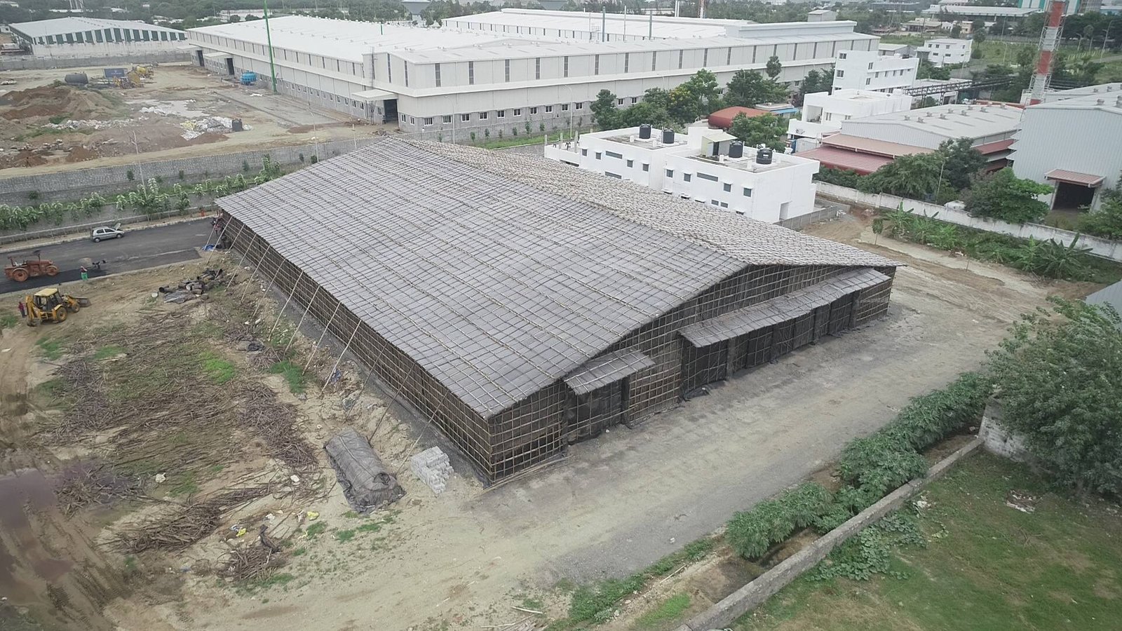 Temporary shed erected on an active site