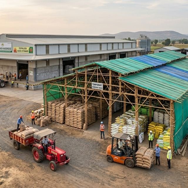 Covered agricultural storage for bagged produce