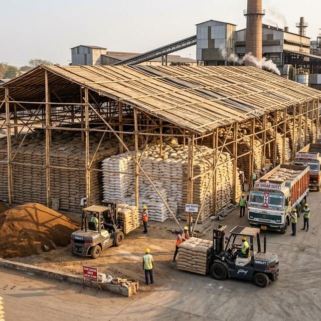Sugar mill with covered cane storage